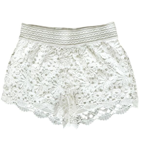 Sans Souci Pants - Sans Souci Eyelet Shorts Pull On Womens Size Small White Casual Boho Chic